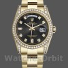 Replique Rolex Day-Date 36mm Unisex-118388-Or jaune Cadran noir diamant Noir