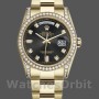 Replique Rolex Day-Date 36mm Unisex-118388-Or jaune Cadran noir diamant Noir