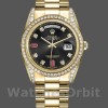 Replique Rolex Day-Date 36mm Unisex-118388-Or jaune-Diamant noir Cadran rubis Noir