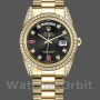 Replique Rolex Day-Date 36mm Unisex-118388-Or jaune-Diamant noir Cadran rubis Noir