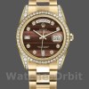 Replique Rolex Day-Date 36mm Unisex-118388-or jaune-œil de bœuf cadran marron Marron<br />