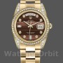 Replique Rolex Day-Date 36mm Unisex-118388-or jaune-œil de bœuf cadran marron Marron<br />