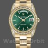 Replique Rolex Day-Date 36mm Unisex-118388-Or jaune Cadran index vert Vert