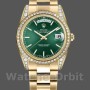 Replique Rolex Day-Date 36mm Unisex-118388-Or jaune Cadran index vert Vert