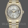 Replique Rolex Day-Date 36mm Unisex-118388-Or jaune-argent Cadran diamant Argent