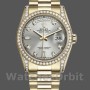Replique Rolex Day-Date 36mm Unisex-118388-Or jaune-argent Cadran diamant Argent
