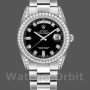 Replique Rolex Day-Date 36mm Unisex-118389-Monture diamant Cadran diamant noir Noir<br />