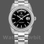 Replique Rolex Day-Date 36mm Unisex-118389-Couronne diamantée-Cadran index noir Noir<br />