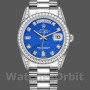 Replique Rolex Day-Date 36mm Unisex-118389-Couronne en diamant-Cadran bleu lapis Lazuli Bleu<br />
