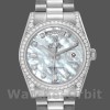 Replique Rolex Day-Date 36mm Unisex-118389-Couronne en diamant-MOP Cadran blanc MOP
