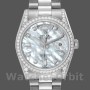 Replique Rolex Day-Date 36mm Unisex-118389-Couronne en diamant-MOP Cadran blanc MOP