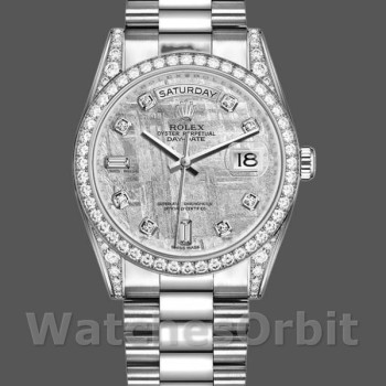 Replique Rolex Day-Date 36mm Unisex-118389-Meteorite Cadran gris Météorite<br />