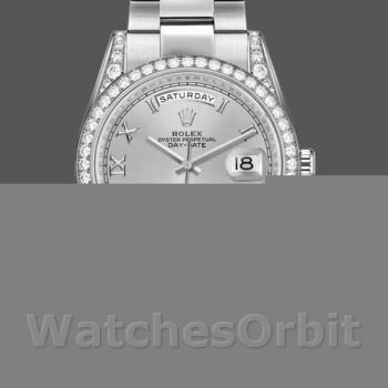 Replique Rolex Day-Date 36mm Unisex-118389-Argenté Cadran chiffres romains Argenté