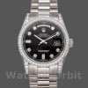 Replique Rolex Day-Date 36mm Unisex-118389-Or blanc-cadran diamant noir Noir<br />