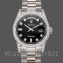 Replique Rolex Day-Date 36mm Unisex-118389-Or blanc-cadran diamant noir Noir<br />
