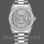 Replique Rolex Day-Date 36mm Unisex-118389-Or blanc-Cadran argenté Argenté