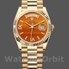 Replique Rolex Day-Date 36mm Unisex-128238-Couronne flutée-Cadran cornaline Cornaline