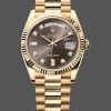 Replique Rolex Day-Date 36mm Unisexe-128238-Cerclée-Fluted Bezel-Dark Grey Dial Gris unisexe