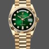 Replique Rolex Day-Date 36mm Unisexe-128238-Cerclage cannelé-Cadran vert à diamants Unisexe-128238-Cerclage cannelé-Digital vert