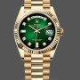 Replique Rolex Day-Date 36mm Unisexe-128238-Cerclage cannelé-Cadran vert à diamants Unisexe-128238-Cerclage cannelé-Digital vert