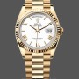 Replique Rolex Day-Date 36mm Unisexe-128238-Cerclée-Fluted Bezel-White Roman Dial White unisexe