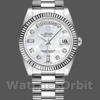 Replique Rolex Day-Date 36mm Unisex-128239-Or blanc Cadran nacre MOP