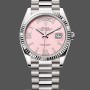 Replique Rolex Day-Date 36mm Unisex-128239-Or blanc-Cadran rose opale Luxe
