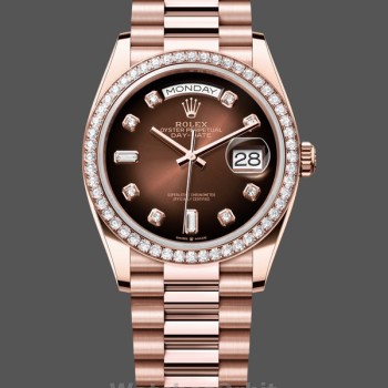 Replique Rolex Day-Date 36mm Unisex-128345RBR-Cadran Ombre Brun-Everose Gold Brown pour unisexe