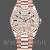 Replique Rolex Day-Date 36mm Unisex-128345RBR-Diamond Paved Dial-Everose Gold Diamond Paved