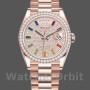 Replique Rolex Day-Date 36mm Unisex-128345RBR-Diamond Paved Dial-Everose Gold Diamond Paved