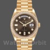 Replique Rolex Day-Date 36mm Unisex-128348RBR-Cadran gris foncé-or jaune gris
