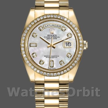 Replique Rolex Day-Date 36mm Unisexe-128348RBR-MOP Cadran-Or jaune MOP pour unisexe