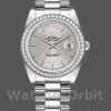 Replique Rolex Day-Date 36mm Unisex-128349RBR-Cadran indexé argenté- Lunette diamant argenté