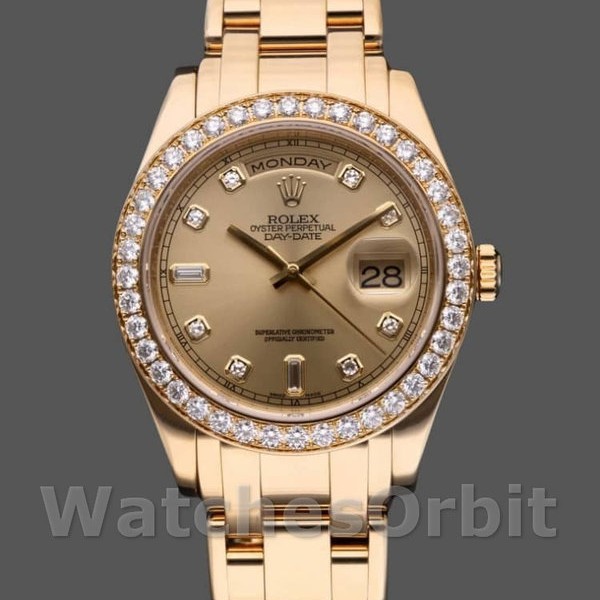 Replique Hommes Rolex Day-Date-18948, 39mm, Champagne Cadran diamanté, Special Edition, Hommes Champagne