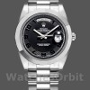Replique Hommes Rolex Day-Date-218206, 41mm, platine, cadran noir concentrique, Noir Hommes