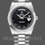 Replique Hommes Rolex Day-Date-218206, 41mm, platine, cadran noir concentrique, Noir Hommes