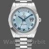 Replique Hommes - Rolex Day-Date-218206, 41mm, platine, cadran bleu glacier à cercle concentrique, Bleu glacier Hommes