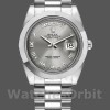 Replique Hommes Rolex Day-Date-218206, 41mm, platine, cadran chiffres romains concentriques gris rhodium, Hommes Gris