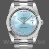 Replique Hommes - Rolex Day-Date-218206, 41mm, platine, cadran romain à diamants bleu glacier, Bleu Homme