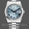 Replique Hommes - Rolex Day-Date-218206, 41mm, cadran bleu glacier, platine, Bleu glacier Hommes