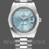 Replique Hommes - Rolex Day-Date-218206, 41mm, cadran indexé bleu glacier, platine, Bleu glacier Hommes