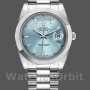 Replique Hommes - Rolex Day-Date-218206, 41mm, cadran indexé bleu glacier, platine, Bleu glacier Hommes