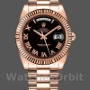 Replique Hommes - Rolex Day-Date-218235, 41mm, or rose, cadran noir à chiffres romains, Noir Hommes