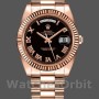 Replique Hommes - Rolex Day-Date-218235, 41mm, or rose, cadran noir à chiffres romains, Noir Hommes