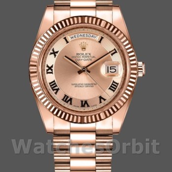 Replique Hommes - Rolex Day-Date-218235, 41mm, or rose, cadran concentrique champagne, Hommes Champagne