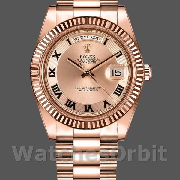 Replique Hommes - Rolex Day-Date-218235, 41mm, or rose, cadran concentrique champagne, Hommes Champagne