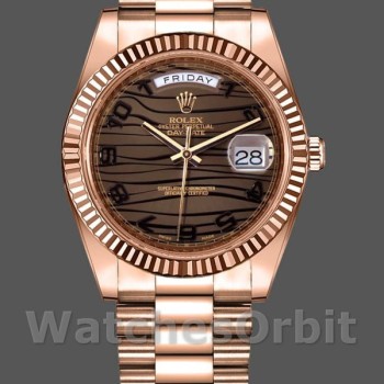 Replique Hommes - Rolex Day-Date-218235, 41mm, or rose, cadran bronze ondulé, Bronze ondulé Hommes