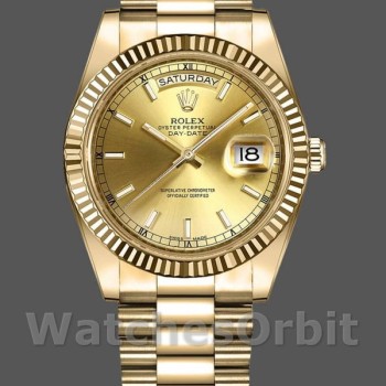 Replique Hommes - Rolex Day-Date-218238, 41mm, or jaune, cadran index champagne, Hommes Champagne