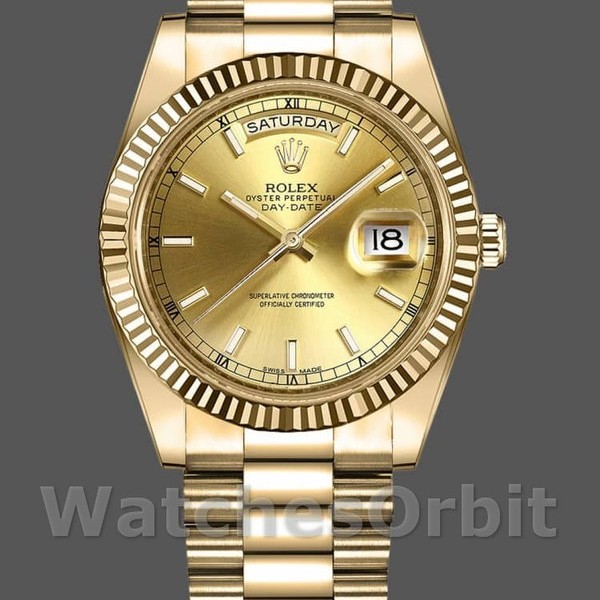 Replique Hommes - Rolex Day-Date-218238, 41mm, or jaune, cadran index champagne, Hommes Champagne