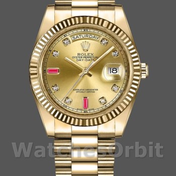 Replique Hommes - Rolex Day-Date-218238, 41mm, or jaune, cadran rubis champagne, Champagne Hommes